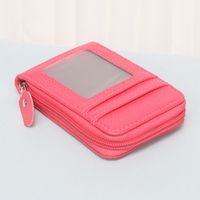 Unisex Solid Color Pu Leather Sewing Thread Zipper Card Holders sku image 4