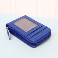 Unisex Solid Color Pu Leather Sewing Thread Zipper Card Holders sku image 7