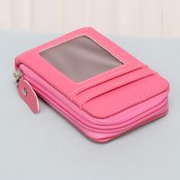 Unisex Solid Color Pu Leather Sewing Thread Zipper Card Holders sku image 5