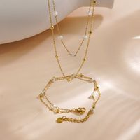 304 Stainless Steel 14K Gold Plated Elegant Simple Style Solid Color Bracelets Necklace main image 4