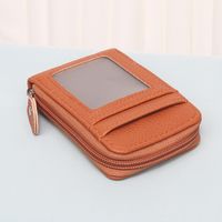 Unisex Solid Color Pu Leather Sewing Thread Zipper Card Holders sku image 11