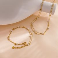 304 Stainless Steel 14K Gold Plated Elegant Simple Style Solid Color Bracelets Necklace main image 5
