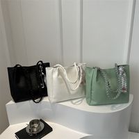 Women's Large Pu Leather Solid Color Basic Classic Style Zipper Tote Bag main image video