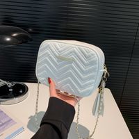 Women's Medium Pu Leather Waves Solid Color Vintage Style Classic Style Zipper Square Bag main image 5