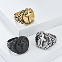 Basic Modern Style Classic Style Cross 304 Stainless Steel 18K Gold Plated Men's Rings main image 7