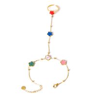 IG Style Simple Style Flower 304 Stainless Steel 18K Gold Plated Acrylic Shell Bracelets In Bulk main image 6