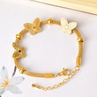 Casual Simple Style Heart Shape Flower Butterfly 304 Stainless Steel 18K Gold Plated Bracelets In Bulk sku image 2