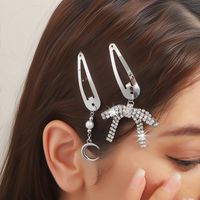 Women's IG Style Shiny Moon Bow Knot Rhinestone Pearl Inlay Rhinestones Hair Clip main image 1