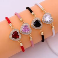 Casual Estilo Moderno Estilo Clásico Forma De Corazón Soga Cobre Embutido Circón Chapados en oro de 18k Unisexo Pulsera main image 1