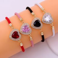 Casual Modern Style Classic Style Heart Shape Rope Copper Inlay Zircon 18K Gold Plated Unisex Bracelets main image 1