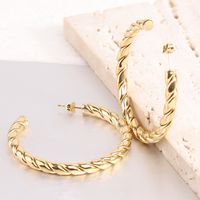 1 Pair Luxurious Simple Style Thread 201 Stainless Steel Gold Plated Earrings main image 2