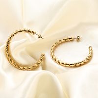 1 Pair Luxurious Simple Style Thread 201 Stainless Steel Gold Plated Earrings main image 3