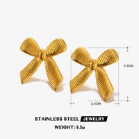 304 Stainless Steel 18K Gold Plated Sweet Simple Style Bow Knot Stainless Steel Rings Earrings main image 2