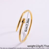 304 Stainless Steel 18K Gold Plated Simple Style Classic Style Commute Solid Color Bangle main image 2