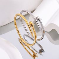 304 Stainless Steel 18K Gold Plated Simple Style Classic Style Commute Solid Color Bangle main image 1