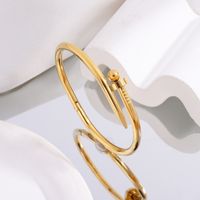 304 Stainless Steel 18K Gold Plated Simple Style Classic Style Commute Solid Color Bangle main image 5
