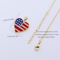 Copper 18K Gold Plated Simple Style Classic Style Plating Inlay National Flag Star Heart Shape Zircon Pendant Necklace main image 6