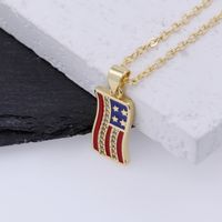 Copper 18K Gold Plated Simple Style Classic Style Plating Inlay National Flag Star Heart Shape Zircon Pendant Necklace main image 4