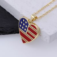 Copper 18K Gold Plated Simple Style Classic Style Plating Inlay National Flag Star Heart Shape Zircon Pendant Necklace main image 5