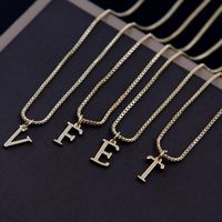 Copper 18K Gold Plated Simple Style Solid Color Plating Letter Pendant Necklace main image 4