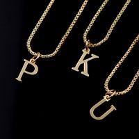 Copper 18K Gold Plated Simple Style Solid Color Plating Letter Pendant Necklace main image 5