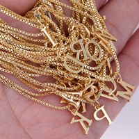 Copper 18K Gold Plated Simple Style Solid Color Plating Letter Pendant Necklace main image 3