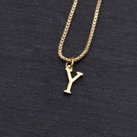 Copper 18K Gold Plated Simple Style Solid Color Plating Letter Pendant Necklace sku image 25