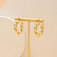 1 Paar Elegant Klassischer Stil Twist Überzug Kupfer 18 Karat Vergoldet Ohrringe main image 2