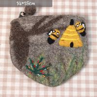 Women's Animal Wool Felt Zipper Coin Purses sku image 5