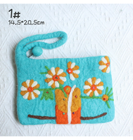 Unisex Flower Wool Felt Zipper Coin Purses main image 2