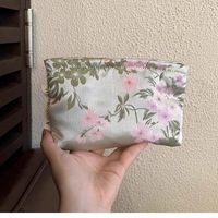 Preppy Style Flower Silk Nylon Square Makeup Bags sku image 1