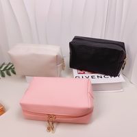 Classic Style Solid Color Pu Leather Square Makeup Bags main image 2