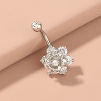 Simple Style Solid Color Stainless Steel Copper Inlay Zircon Belly Ring sku image 2