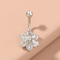 Simple Style Solid Color Stainless Steel Copper Inlay Zircon Belly Ring main image 8