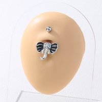 Simple Style Solid Color Stainless Steel Copper Inlay Zircon Belly Ring sku image 3