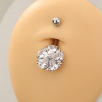 1 Piece Belly Rings Sexy Flower 304 Stainless Steel Copper Diamond Rhinestones main image 6