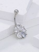 Simple Style Solid Color Stainless Steel Copper Inlay Zircon Belly Ring main image 10