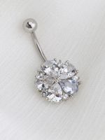 Simple Style Solid Color Stainless Steel Copper Inlay Zircon Belly Ring main image 9