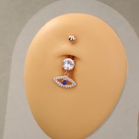 Simple Style Solid Color Stainless Steel Copper Inlay Zircon Belly Ring sku image 4