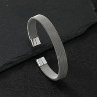 Basic Solid Color 304 Stainless Steel Cuff Bracelets In Bulk sku image 1