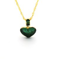 Copper 18K Gold Plated Casual Inlay Heart Shape Zircon Pendant Necklace main image 6
