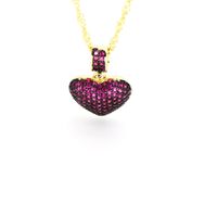 Copper 18K Gold Plated Casual Inlay Heart Shape Zircon Pendant Necklace sku image 3