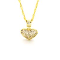 Copper 18K Gold Plated Casual Inlay Heart Shape Zircon Pendant Necklace sku image 1