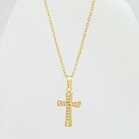 Titanium Steel Casual Plating Cross Zircon Pendant Necklace sku image 4