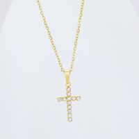 Titanium Steel Casual Plating Cross Zircon Pendant Necklace sku image 10