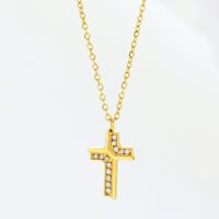 Titanium Steel Casual Plating Cross Zircon Pendant Necklace sku image 9