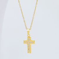 Titanium Steel Casual Plating Cross Zircon Pendant Necklace sku image 8