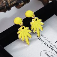 1 Pair Casual Elegant Leaf Flower Plating Alloy Drop Earrings sku image 1