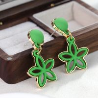 1 Pair Casual Elegant Leaf Flower Plating Alloy Drop Earrings sku image 8