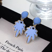 1 Pair Casual Elegant Leaf Flower Plating Alloy Drop Earrings sku image 4